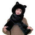 thumbnail image 5 of Audhol Hat Gloves Scarf Set Women Women Winter Slouchy Knit Warm Cute Strawberry Hats Wool Cap Scarf Two in one Winter Warm Hood Scarf Hat Ear Muffs for Winter Women Black One Size, 5 of 5
