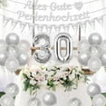 thumbnail image 2 of 30th Wedding Anniversary Decorations, Happy Pearl Wedding Anniversary Banner, Silver Number 30 Foil Balloons, Bunting Flag, Table Confetti, 30th Wedding Anniversary Party for Couple, 2 of 6
