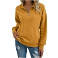 thumbnail image 2 of GuzomFashion Womens Yellow 100% Polyester Quarter-Zip Sweatshirt - Relaxed Fit, Kangaroo Pocket, Wrinkle-Resistant (S-XXL),Size 2XL, 2 of 9