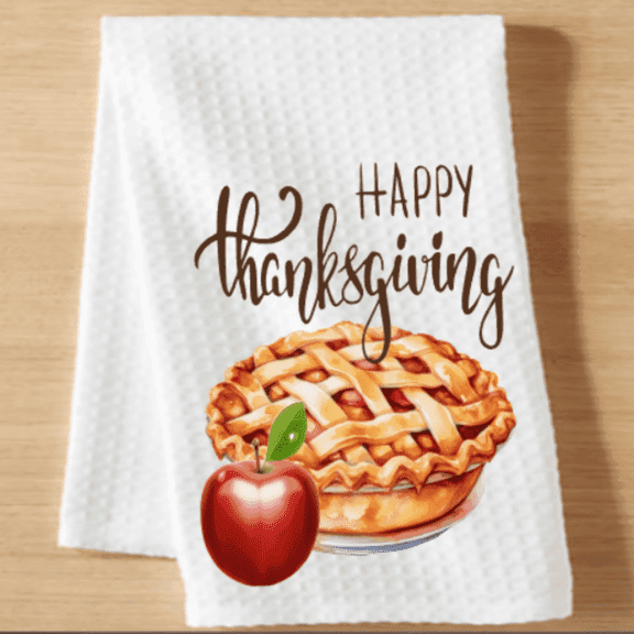 Versatility Apple Pie Kitchen Towel 16x24 Waffle Weave Thanksgiving Decor