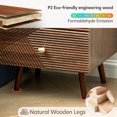 thumbnail image 6 of CLIPOP Walnut Nightstands Set of 2, 21.6” Bedside Table with 2 Drawers, Angled Slat Design, Solid Wood Legs, Mid Century Night Stand for Bedrooms, Home Office, Small Spaces, 6 of 9