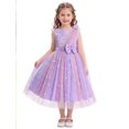 thumbnail image 6 of IBTOM CASTLE Girls Sparkly Flower Pageant Tulle Dress Sequin Floral Applique Fairy Tea Length Gown for Birthday Wedding Graduation Daddy Daughter Dance 9-10 Years Purple, 6 of 7