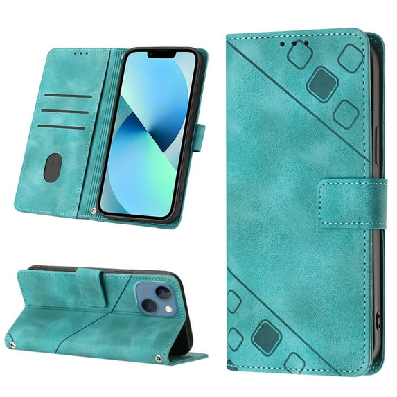 Nalacover Wallet Case for iPhone 13, Skin-Friendly PU Leather Shoulder Strap Lanyard Crossbody Magnetic Clasp Flip Folio Cover with Card Slots Holder Kickstand Shockproof Case,Green