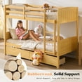 thumbnail image 6 of VanAcc Twin Over Twin Bunk Bed with Drawers, Solid Rubberwood Convertible Loft Beds, Modern Detachable Bed Frame for Teens Bedroom, Natural Wood, 6 of 10