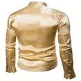 thumbnail image 2 of Men Satin Ruffle Shirts Long Sleeve Stand Collar Slim Fit Dress Shirt, 2 of 6