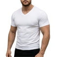 thumbnail image 2 of Uwinwear Men's V Neck T Shirts - Casual Stylish Fitted Stretch Tees Lightweight Breathable Lounge T-shirts Big and Tall Summer Tops,White,XXL, 2 of 4