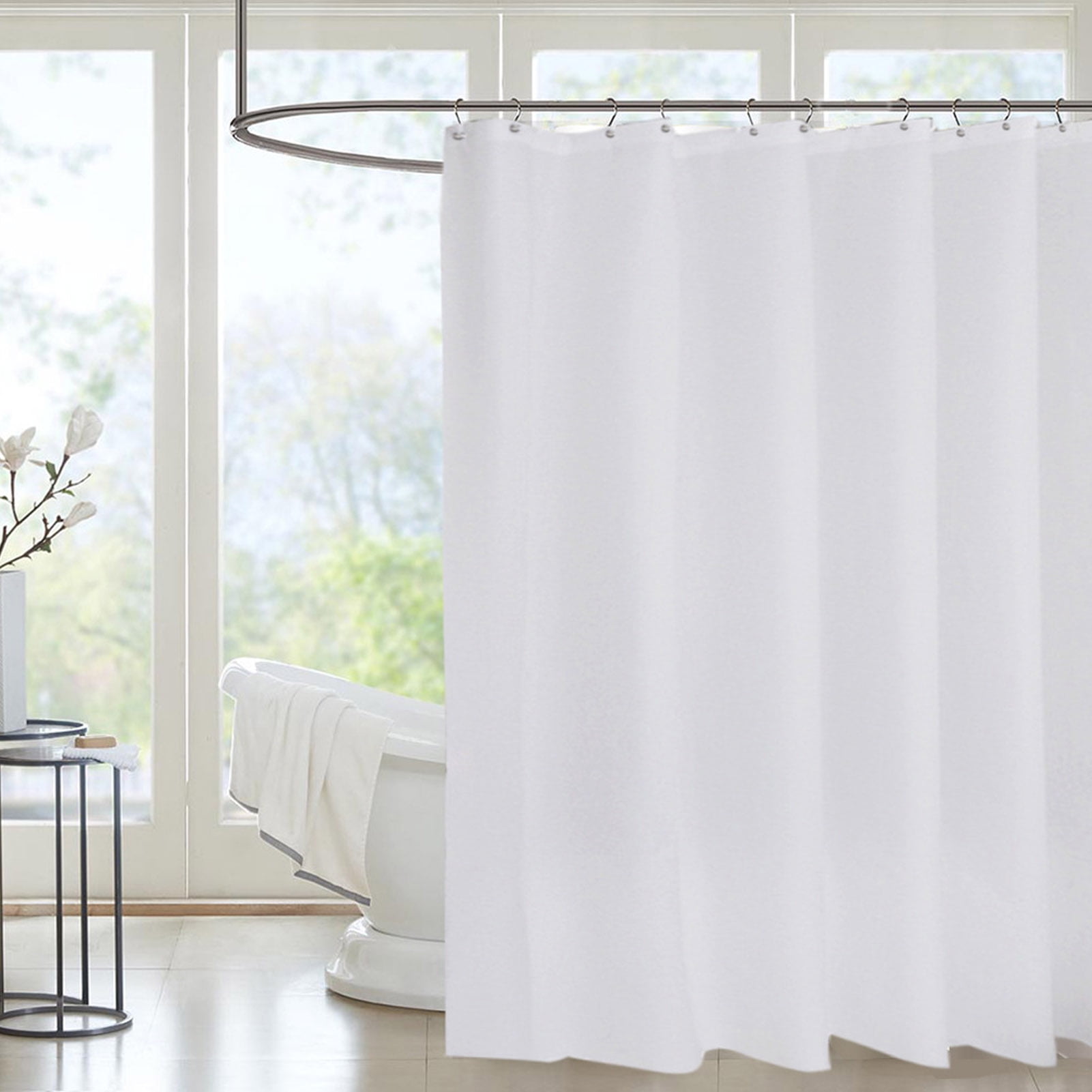 Mildew Resistant Washable Polyester Shower Curtain With Hook Water Repellent 