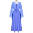 thumbnail image 2 of KICILVS Witch Costume Women Bell Sleeves Lace Up V Neck Renaissance Medieval Larp Dress Cosplay A Line Maxi Swing Dress, 2 of 5
