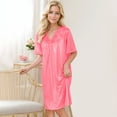 thumbnail image 2 of FAIWAD Silk Nightgown for Women Short Sleeve Lace V Neck Sleepwear Summer Comfy Lightweight Babydoll Loungewear Loose Nightdress, 2 of 8