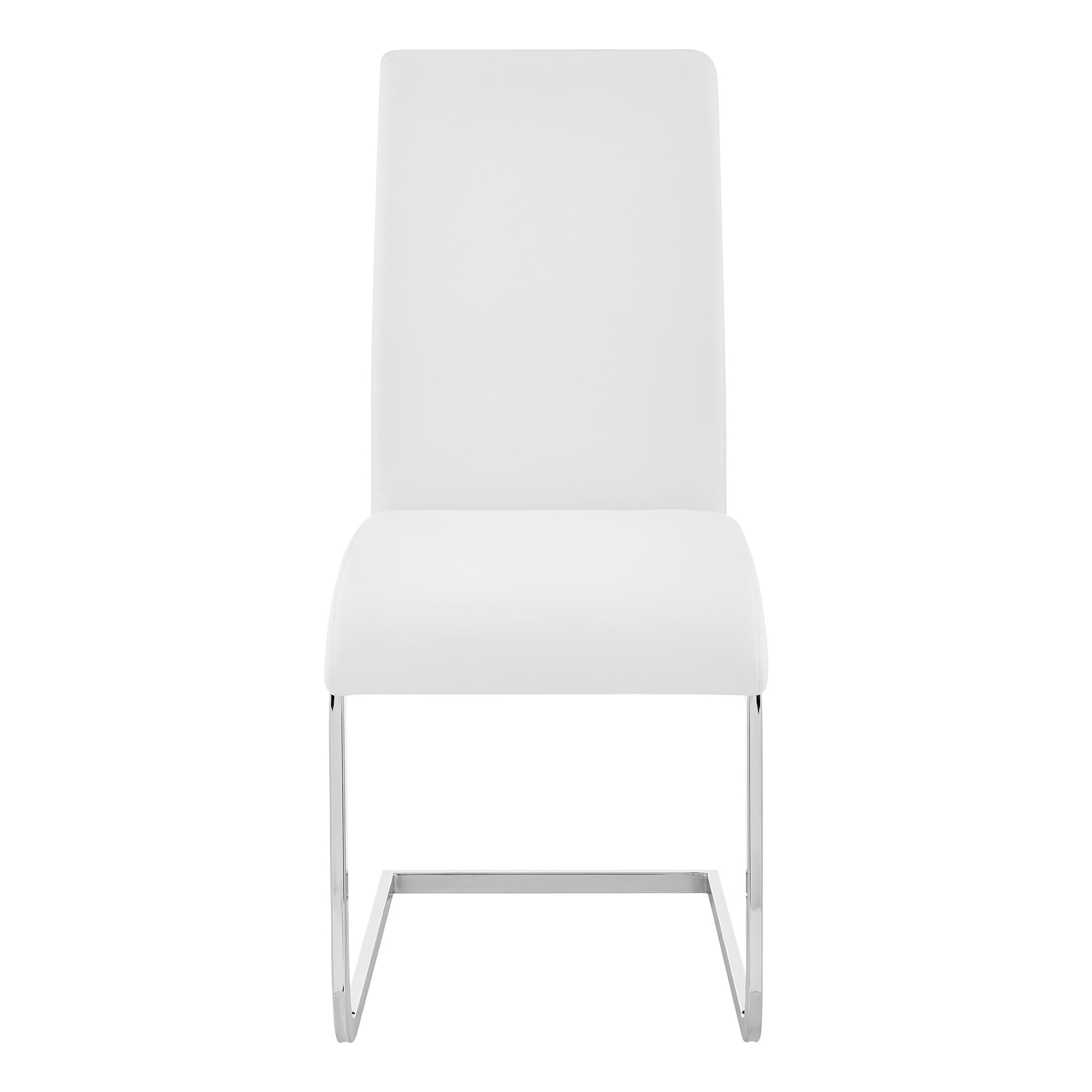 Amanda Contemporary Side Chair in White Faux Leather and Chrome Finish - Set of 6