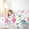 thumbnail image 4 of Homewish Cartoon Dinosaur 3 Pieces Queen Comforter Set for Preppy Child Children,Kawaii Animal Dino Ultra Soft Bedding Sets,Kawaii Jungle Wildlife Bedding Comforter Set Breathable, 4 of 8