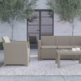 thumbnail image 3 of Merrick Lane 4 Piece Light Gray Faux Rattan Patio Furniture Set with 2 Chairs and Sofa with Removable Light Gray Cushions and Table, 3 of 4