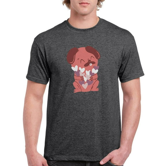 Cute Dog With Hearts T-Shirt Men -Smartprints Designs, Male Small