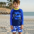thumbnail image 2 of Gelikeya Kids Bathing Suits Boys Size 6-7 UPF 50+ Swim Shirt and Bathing Suit Swim Trunks Short/Long Sleeve Boy Bathing Suit (Child, Z07 Blue, 6-7 Years), 2 of 8