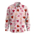 thumbnail image 5 of Fgvctg Mens Valentine's Day Shirts Button Down V Neck Long Sleeve Shirts Dressy Collared Blouses Date Day Love Heart Print Oversized Business Casual Tops Pink L, 5 of 5