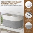 thumbnail image 4 of Large Blanket Basket, 22"x12"x17"(75L) Rectangle Woven Baskets for Storage, Cotton Rope Basket for Living Room, Toy Basket with Handle, Basket for Organizing(White & Gray), 4 of 7