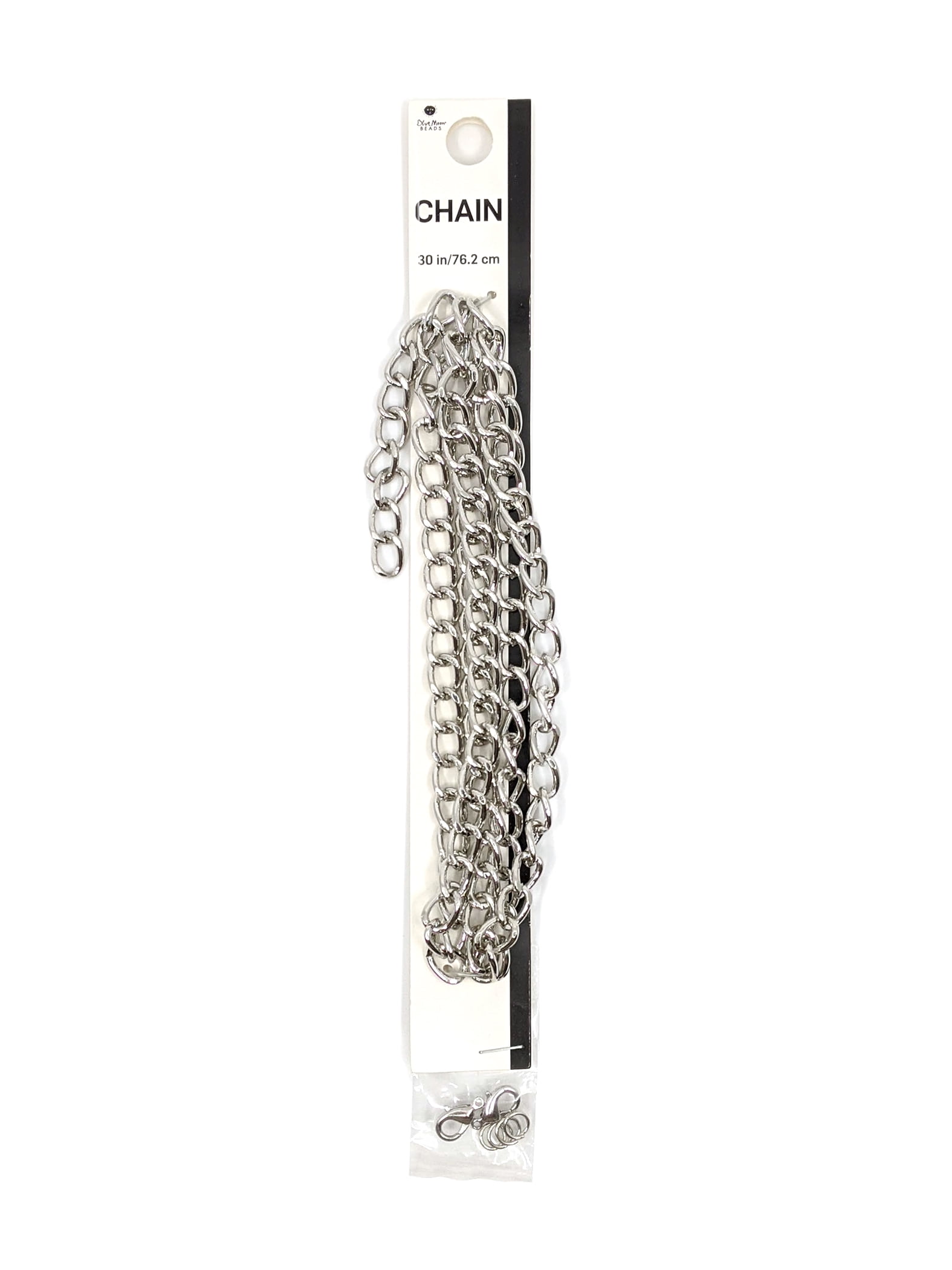 Blue Moon Beads Silver Metal Oval Curb Chain, 30 inches