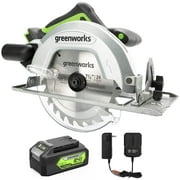 Greenworks 24V Brushless Cordless 7.25'' Circular Saw 4,500 RPM, with 4Ah Battery and 2A Charger