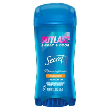 Secret Deodorant Outlast 2.6oz Clear Gel Hygienic Fresh (Pack of 2)