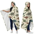 thumbnail image 2 of Wearable Blanket,Beige Cartoon Dinosaurs Names Pattern Hooded Wearable Flannel Blanket for Adults & Teens,Winter Poncho Shawl Wrap Cape Cozy Anti-Pill,60"x80", 2 of 5