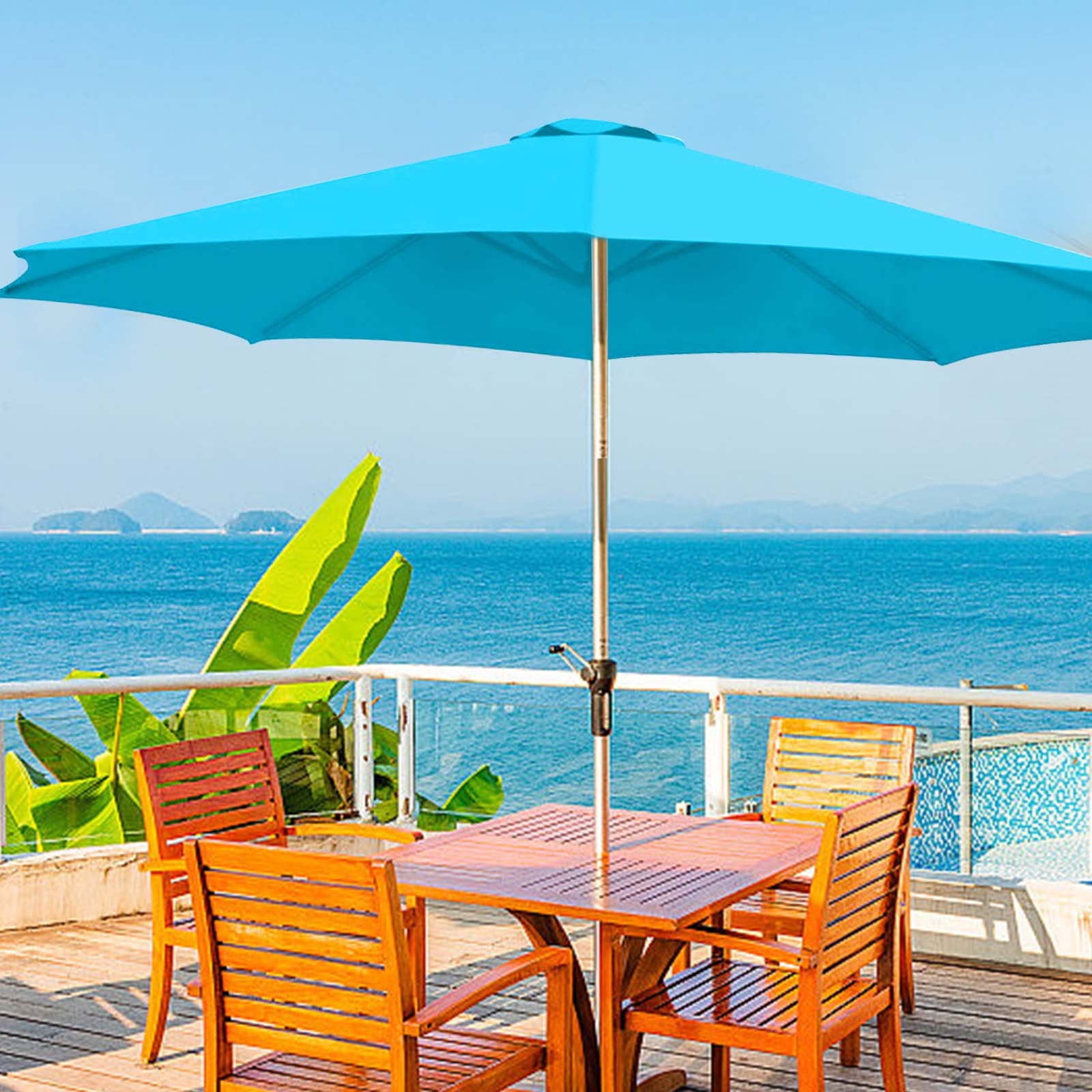 Replacement Umbrella Cloth, 8 Ribs Replacement Parasol Cover, Umbrella Cloth Surface on The Center Pillar of The Courtyard, Replacement of Sunshade Umbrella Cloth(98.4in, Lake Blue)