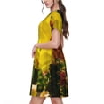 thumbnail image 2 of Naloa Cactus Flowers Print Womens Summer A-Line Dress with Pockets,Short Sleeve Dresses,Flowy Beach Swing Dress for Vacation Travel, 2 of 6