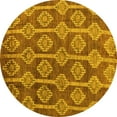 thumbnail image 1 of Ahgly Company Machine Washable Indoor Round Abstract Yellow Modern Area Rugs, 6' Round, 1 of 4
