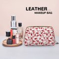 thumbnail image 4 of Bingfone Red Football Print Leather Makeup Bag, Portable Hand-held Zipper Female Cosmetic Bag Toiletry Bag, Suitable for Home and Travel, 4 of 6