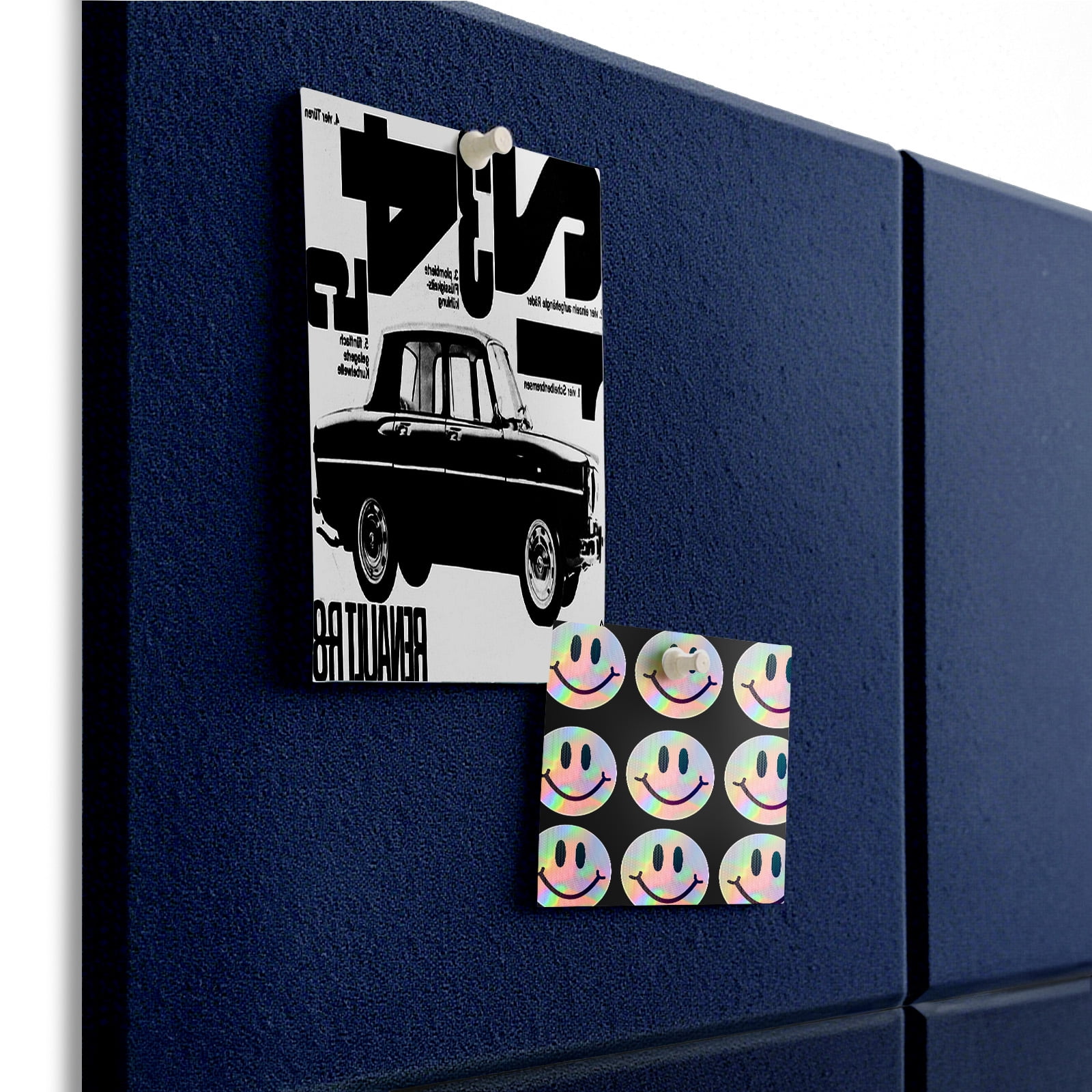 Large Cork Board for Office Decor,48"x36"-12 Pack Felt Wall Tiles with Safe Removable Adhesive Tabs, 1/2" Thick Felt Bulletin Board,Cork Boards for Walls Pin Board - Dark Blue