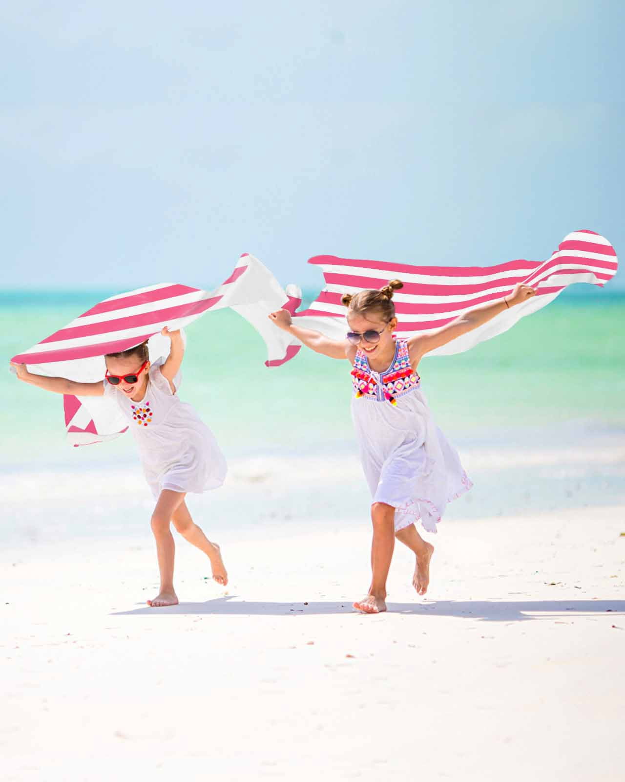 Pink Striped Beach Towels Oversized Super Absorbent, Modern Simple Monochrome Geometric White Lightweight Bath Towel Quick Dry Sets For Bathroom/Pool/Rv Camping/Beach Play/Gym Room/Picnic 23"x47"