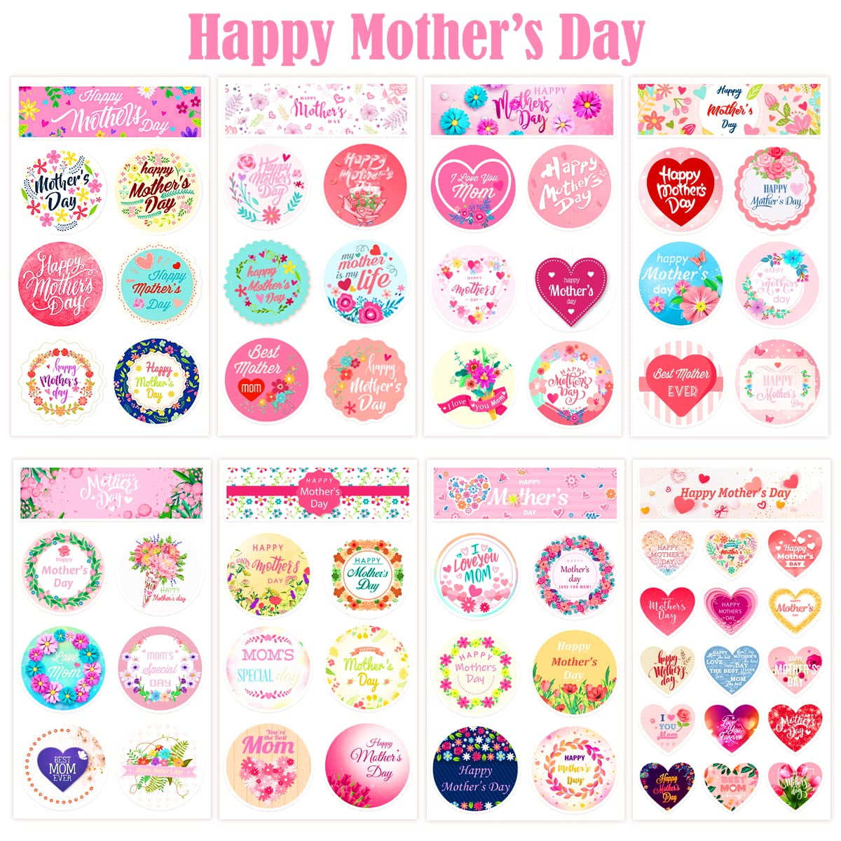 Mothers Day Stickers, Happy Mother's Day Labels Stickers for Mothers ...