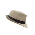 thumbnail image 3 of Meidiya Fedora Hat for Men Linen Wide Brim Sun Protection Solid Color Panama Cap Boater Summer Beach Sunhat Jazz Hat for Vacation, 3 of 3