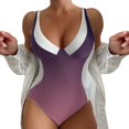 thumbnail image 1 of Cathalem Swimming Suit Square Neck Cutout Back Tummy Control with Adjustable Spaghetti Straps,Purple XXL, 1 of 4