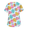 thumbnail image 4 of OIOLOYJM Easter Scrub Tops Women 2026 Funny Stretch Bunny Print Tops Short Sleeve V Neck Shirt Casual Oversized T Shirts with 2 Pockets Hot Pink 4XL, 4 of 5