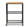 thumbnail image 2 of Bowery Hill Farmhouse Black Metal and Oak Finished Wood Kitchen Serving Cart, 2 of 8