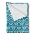 thumbnail image 2 of Damask Soft Flannel Fleece Blanket, Blue Colored Pattern with Western Style Tile Revival Flourish Baroque Influences, Cozy Plush for Indoor and Outdoor Use, 60" x 80", Blue Seafoam, by Ambesonne, 2 of 5