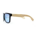 thumbnail image 3 of Eco Friendly Bamboo Wood Arm Rectangle Horn Rim Keyhole Sunglasses Black - Blue Mirror, 3 of 4