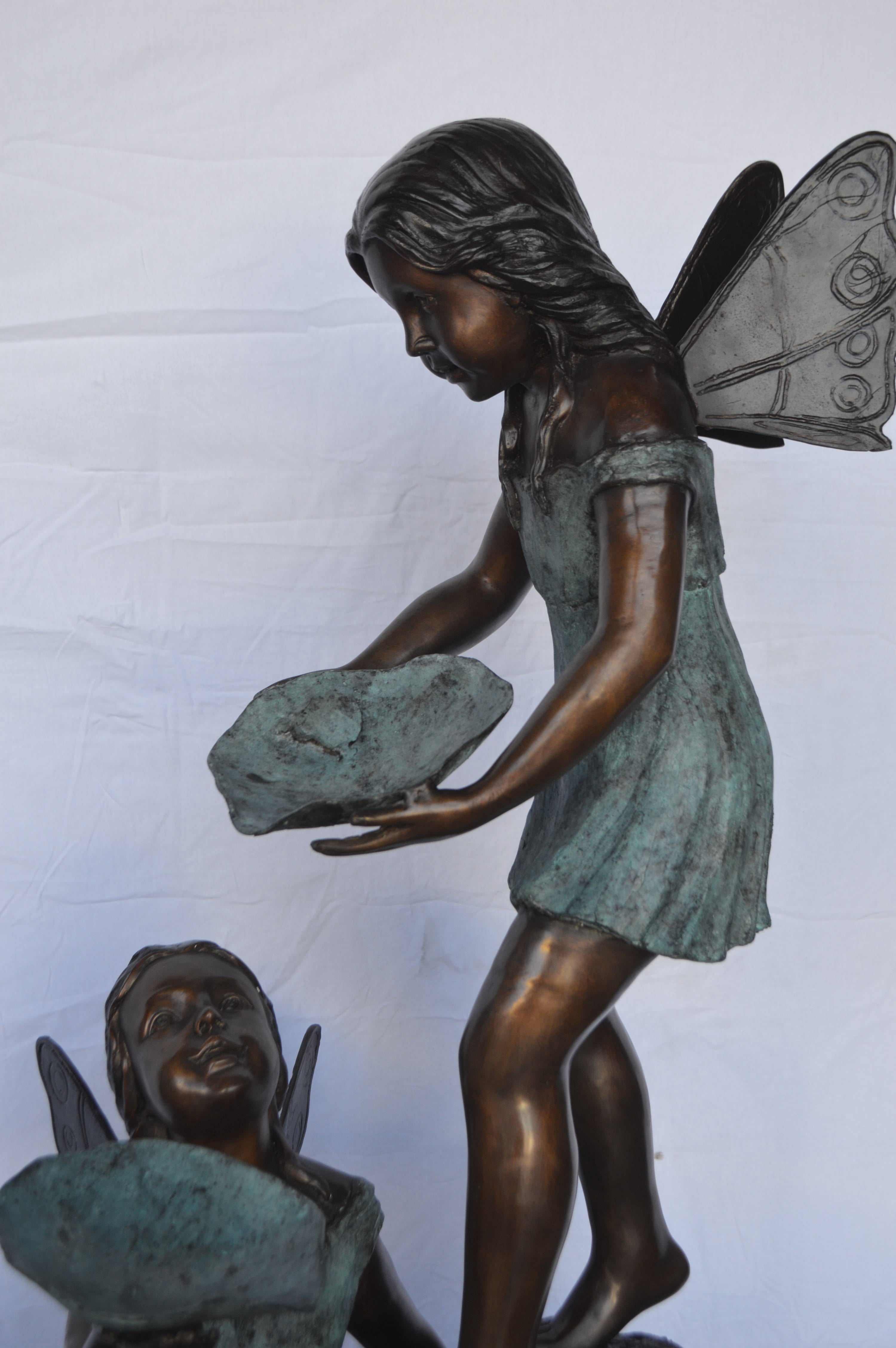 Nifao Four Angels Playing Outdoor Fountain Statue, Bronze Garden Water Feature Sculpture for Patio & Yard – Outdoor Garden Decor Sculpture, 35"L x 28"W x 66"H