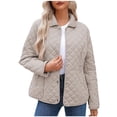 thumbnail image 4 of Winter Quilted Jackets for Women Lightweight Long Sleeve Button Down Jacket Puffer Oversized Casual Coats with Pocket, 4 of 5