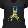 thumbnail image 4 of Inktastic Down Syndrome Awareness Blue and Yellow Hearts Ribbon Women's Plus Size V-Neck T-Shirt, 4 of 5