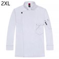 thumbnail image 2 of Chef uniforme de poliéster de manga larga de manga larga delantal de la cocina con bolsillos delanteros Catering Cómodas bandas de sudor para la barra de café White XXL Monstrate LF000326-10, 2 of 7
