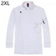 thumbnail image 2 of Chef uniforme de poliéster de manga larga de manga larga delantal de la cocina con bolsillos delanteros Catering Cómodas bandas de sudor para la barra de café White XXL seitruly LF000326-10, 2 of 7
