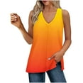 thumbnail image 2 of GaThRRgYP Womens Tops SummerTank Tops,Women's Sleeveless V-Neck Top,Ladies' Loose and Casual New Gradient V-neck Sleeve with Side Slit Casual Fashion Top Orange M, 2 of 8