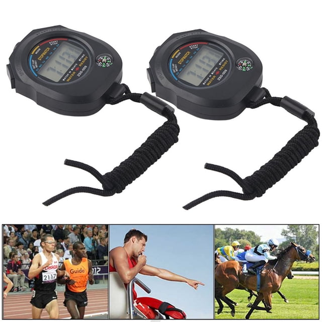 Qiilu 2 PCS Sport Timer, Cronógrafo Digital Preciso Handheld Multifunción Professional Electronic Sports Cronómetro Cronómetro Cronómetro Ecomeon no