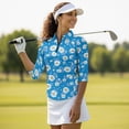 thumbnail image 4 of Binienty Blue Daisy Golf Shirts for Women Athletic 3/4 Sleeve Shirts Lightweight with Collar Shirt Machine Washable for Golf,Tennis,Hiking,Running,Gym, 4 of 7