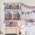 thumbnail image 5 of Independence Day Dog Cat Kitchen Curtains Valances 3 Piece Set, Red Blue American Flag Firework Balloon Floral Wood Rod Pocket Tier Curtain Valance Drapes for Small Window 36 Inch Length for Bedroom, 5 of 9
