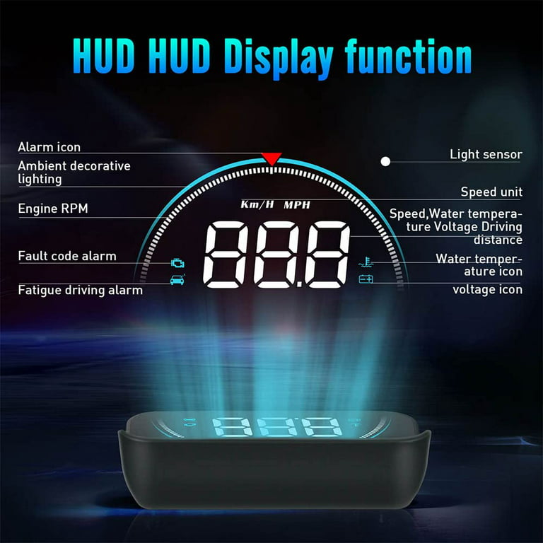  HUD Car Headup Display, Universal 3D Windshield Screen Display  Head Up Display, Overspeed Alarm, Fatigue Driving Alert, Water Temperature  Voltage Failure Alarm, for OBD IICompliant Models : Electronics