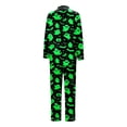 thumbnail image 5 of UJNDER Matching Family Halloween Print Pajama Long Sleeve Silk Like Sleepwear for Kids Comfortable Loungewear Party Outfit Women Green_002 L, 5 of 7