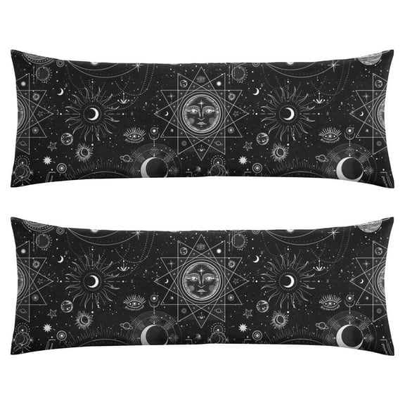 Dark Aesthetic Body Pillow Cover 20x54 - Gothic Solar System Design - Stretchy Breathable Pillowcase for Adults & Pregnant Women