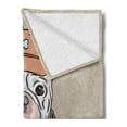 thumbnail image 2 of Dog Soft Flannel Fleece Throw Blanket, Cartoon Bulldog with Cap and Scarf French Fashion Style Hipster Dog Lovers Print, Cozy Plush for Indoor and Outdoor Use, 50" x 60", Tan and Brown, by Ambesonne, 2 of 5